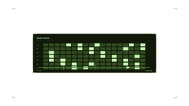 Green Channel Pulse Telemetry HUD Grid on Black 4K Wallpaper