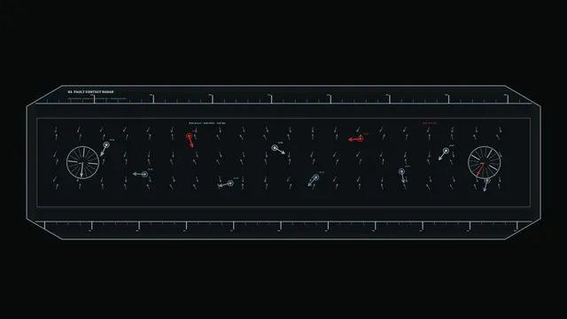 Industrial Fault Monitoring HUD with Radar Contacts and Telemetry