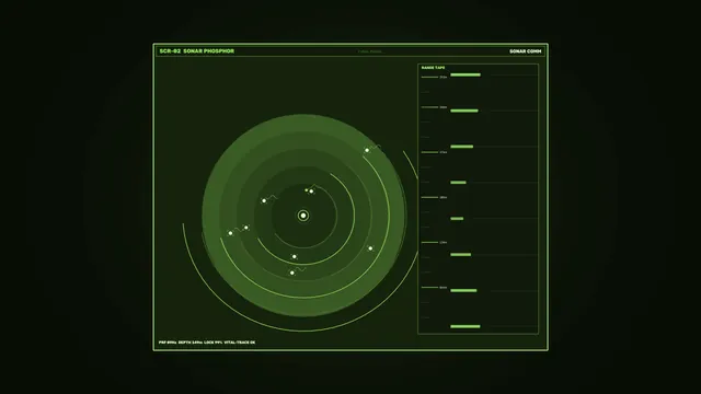 Green Sonar Radar HUD with Circular Scan Rings 4K Wallpaper