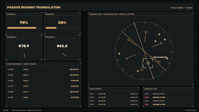 Passive Bearing Triangulation HUD with Circular Reticle