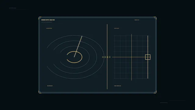 Fictional Border Entry Analysis Radar HUD with Optical Alignment Grid 4K