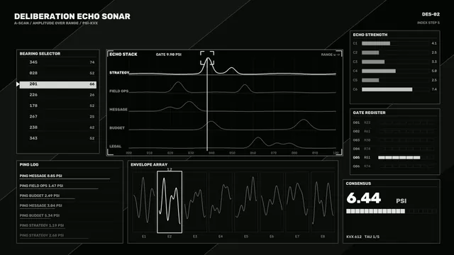 Deliberation Echo Sonar HUD Dashboard 4K Wallpaper