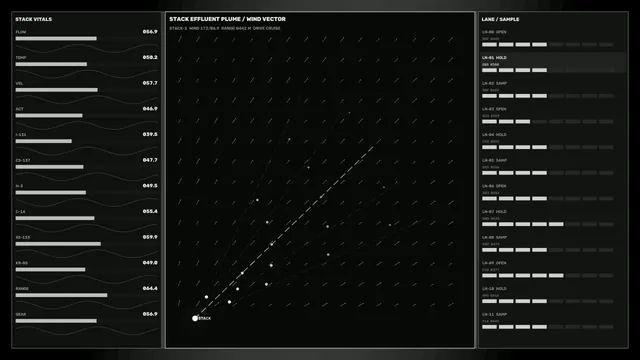 Sci-Fi Facility Telemetry HUD 4K Wallpaper with Plume Vector Grid
