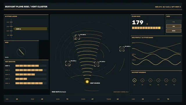 Plume Monitoring Vent Telemetry HUD 4K Sci-Fi Wallpaper