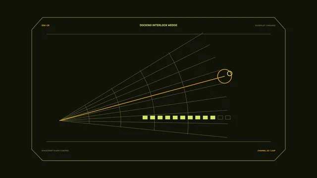 Sci-Fi Spacecraft Docking HUD — Amber Telemetry Vector Interface 4K Wallpaper