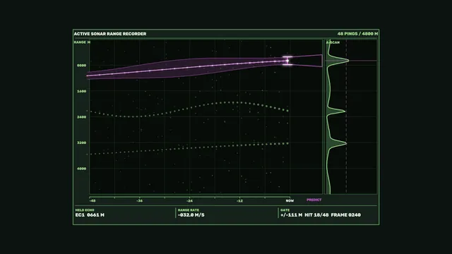 Futuristic Sonar Range Recorder HUD with A-Scan Telemetry — 4K Sci-Fi Wallpaper