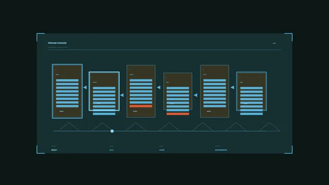 Futuristic Pipeline Cascade HUD Telemetry Dashboard 4K Wallpaper