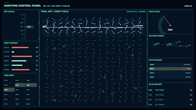 Maritime Tidal Drift Control HUD 4K Sci-Fi Wallpaper