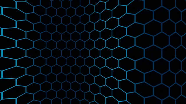 Cyan Hexagonal Grid Perspective Pattern on Black 4K Wallpaper