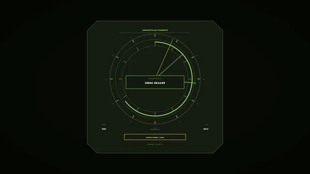 Carbon Neutral Operations Countdown HUD with Circular Chronometer – 4K Sci-Fi