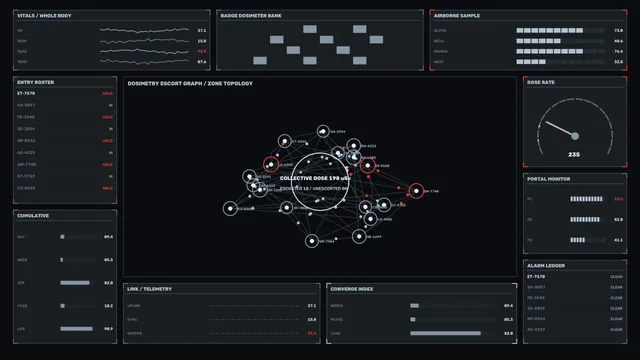 Radiation Monitoring Dosimetry HUD Wallpaper with Vital Telemetry
