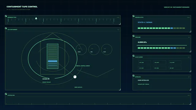 Industrial Containment Control HUD with Telemetry Dashboard – 4K Sci-Fi Still
