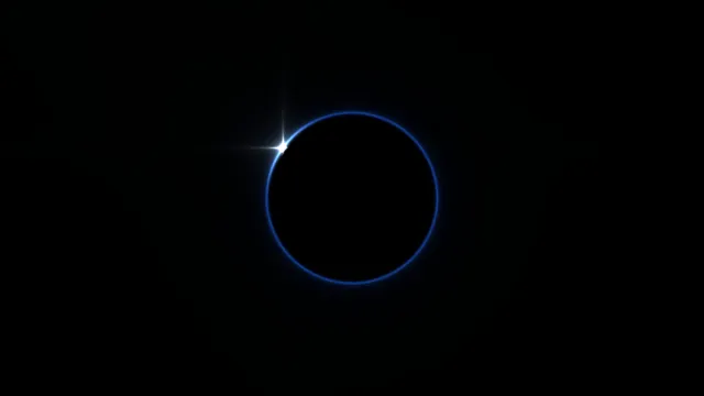 Blue Circular HUD Scanner Ring with Black Central Disk and Light Burst 4K