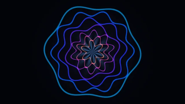 Neon Fractal Rosette Mandala on Black 4K Wallpaper