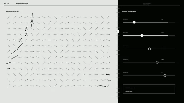 Industrial Decision Control HUD with Vector Field and Control Sliders