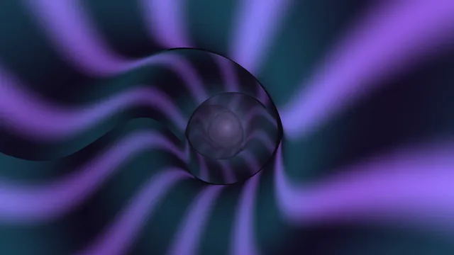 Purple Spiral Tunnel with Curved Light Bands