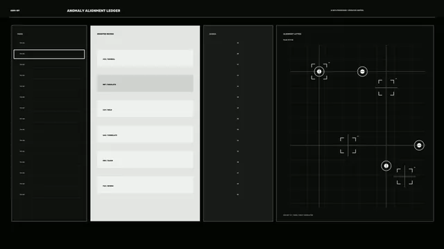 Anomaly Alignment Ledger Sci-Fi HUD Dashboard 4K Wallpaper
