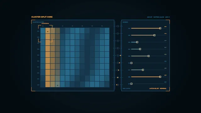 Sci-Fi Cluster Matrix HUD Dashboard 4K Wallpaper