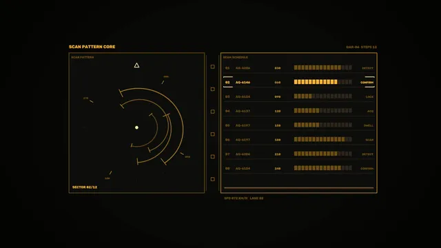 Amber Circular Radar Scan HUD Interface – 4K Sci-Fi Wallpaper