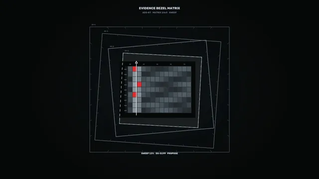 Evidence Matrix Telemetry HUD with Nested Bezel Frames – 4K Sci-Fi Wallpaper
