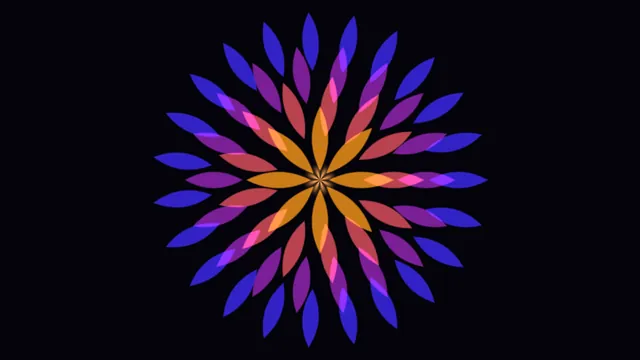 Fractal Rosette with Multicolor Radial Petals on Black