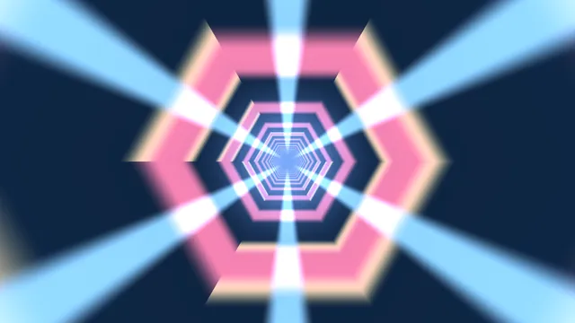 Neon Pink and Cyan Hexagonal Tunnel Light Beams 4K Wallpaper