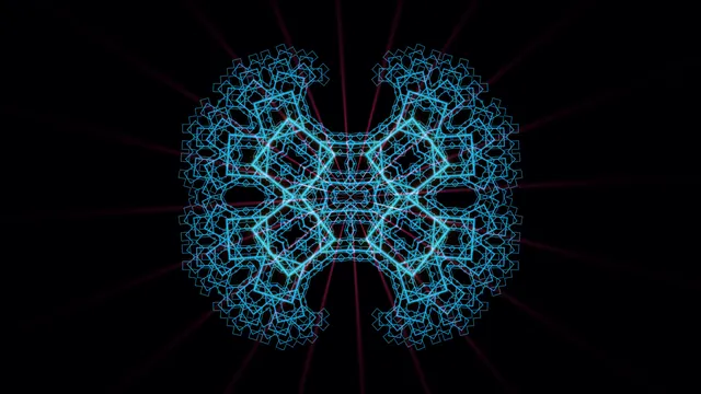 Cyan Neon Geometric Mandala with Magenta Rays 4K Wallpaper