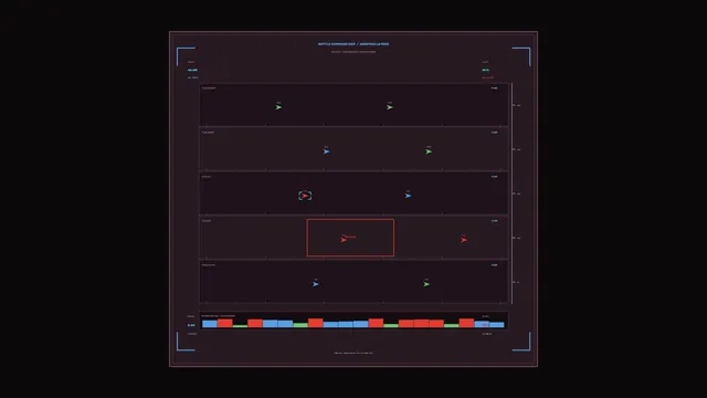 Fictional Battle Command Map HUD with Layered Telemetry Dashboard