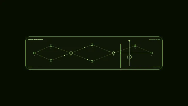 Phosphor-Green Track Consensus HUD 4K Sci-Fi Wallpaper