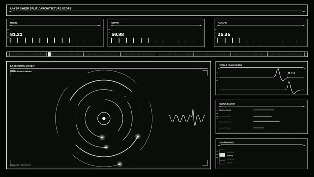 Monochrome Layer Sweep Ring Scanner HUD Dashboard 4K Wallpaper