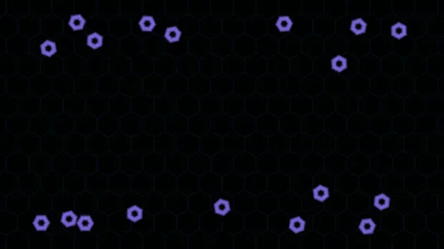 Dark Neon Honeycomb Grid with Purple Hexagonal Rings 4K Wallpaper