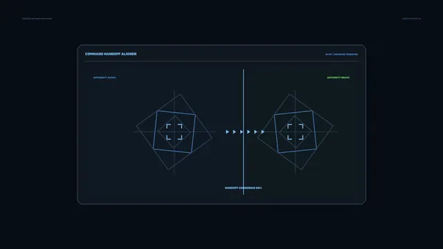 Sci-Fi Command Handoff HUD with Symmetrical Wireframe Interface 4K Wallpaper