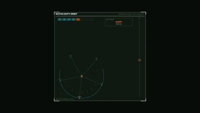 Dark Green Watch Duty Orbit HUD Wallpaper with Cyan Circular Scanner