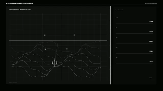 Sci-Fi Telemetry HUD with Waveform Drift Chart and Metrics Panel