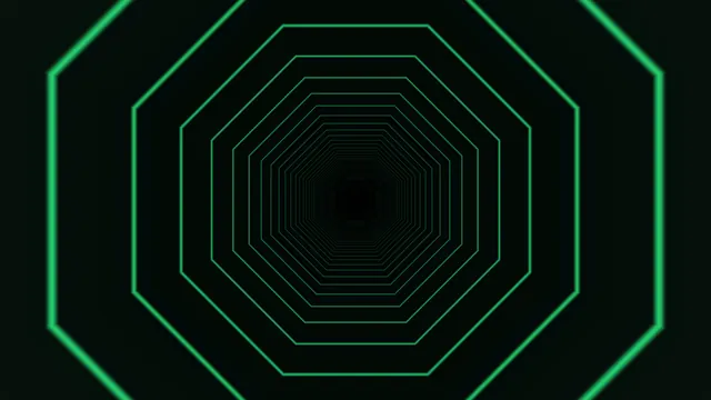 Green Concentric Octagonal Tunnel 4K Wallpaper