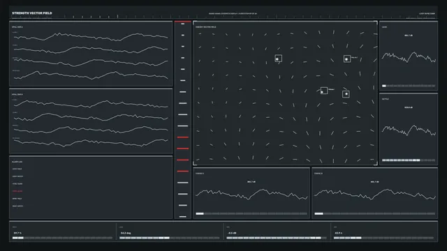 Sci-Fi Sonar Tracking HUD with Signal Charts and Vector Field 4K Wallpaper