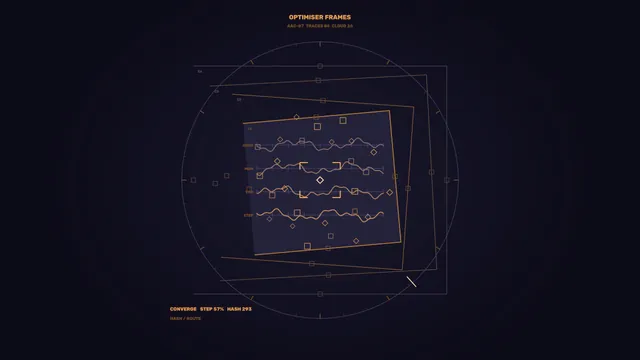 Amber Telemetry HUD with Circular Scanner and Waveform Panels