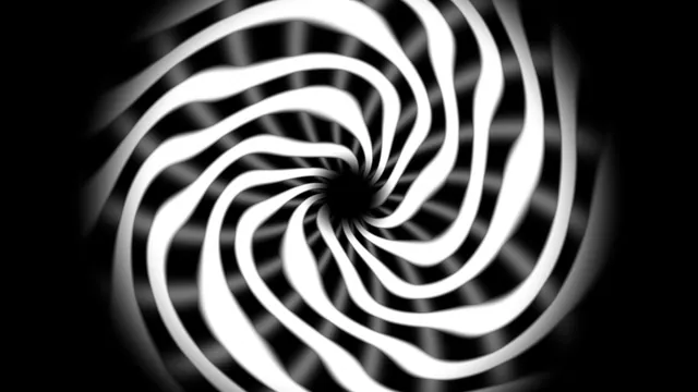 Black and White Radial Vortex with Curved Concentric Bands