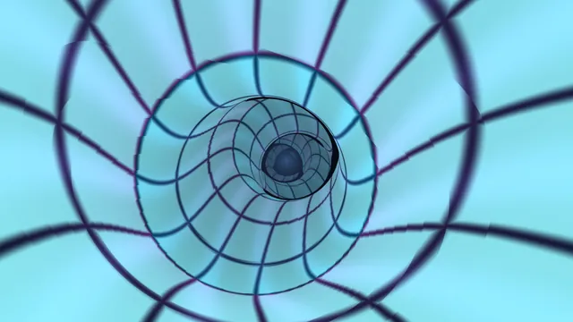 Glowing Cyan Geometric Tunnel with Dark Spiral Center 4K Wallpaper