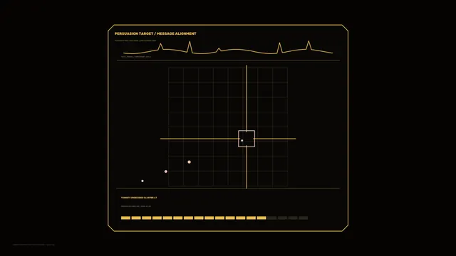 Campaign Strategy Data HUD with Amber Target Alignment Grid