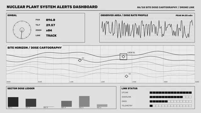 Nuclear Plant System Alerts HUD Dashboard 4K Wallpaper