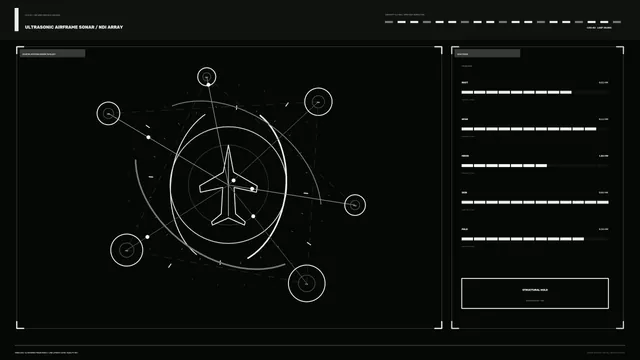 Aircraft Structural Inspection HUD — Ultrasonic Sonar Array 4K Sci-Fi Wallpaper