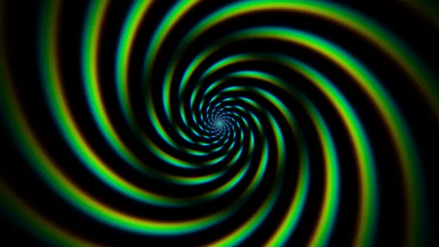 Neon Green and Cyan Spiral Vortex on Black 4K Wallpaper