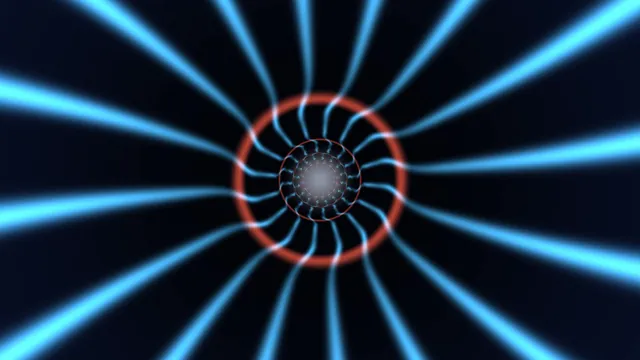 Neon Blue Radial Tunnel with Orange Ring