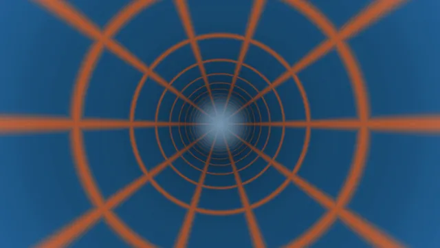 Blue and Orange Concentric Tunnel Grid 4K Wallpaper