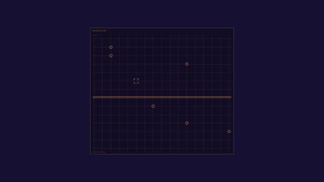 Grid Monitoring HUD with Orange Telemetry Markers on Dark Purple, 4K Wallpaper