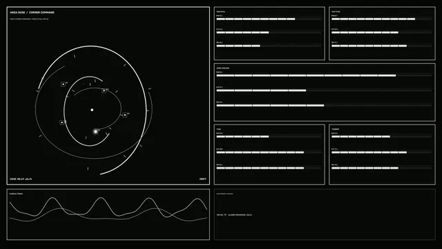 Monochrome Sci-Fi Dose Telemetry HUD Dashboard 4K Wallpaper