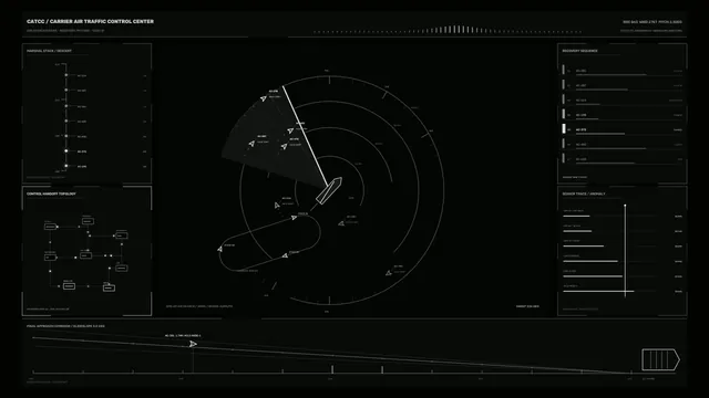 Fictional Aircraft Carrier Air Traffic Control HUD Radar Display 4K Wallpaper