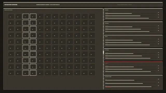 Marine Diagnostic Navigation HUD with Sensor Matrix and Telemetry Dashboard