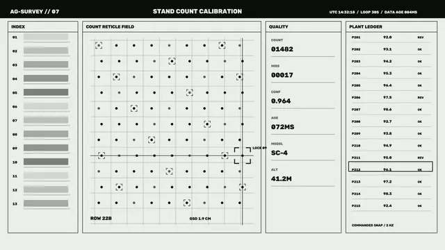 Sci-Fi Agricultural Stand Count Calibration HUD Wallpaper